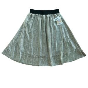 LuLaRoe Womens S Silver Metallic Glam A-Line Lola Skirt Elegant Party Maximalism